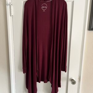 INC International Concepts Women's Burgundy Duster Length Open Front Cardigan 2X